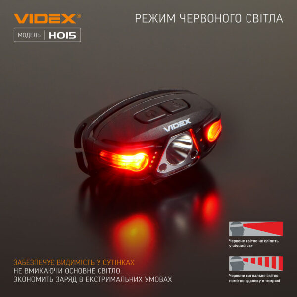Налобний світлодіодний ліхтарик Videx VLF-H015 330Lm 5000K - Зображення 2
