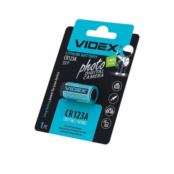 Батарейка Videx CR123 Lithium BLISTER 1шт - Зображення 2