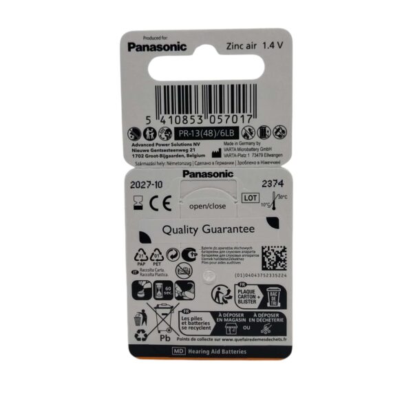 Батарейки Panasonic ZA13 Zinc Air BLISTER 6шт - Зображення 2