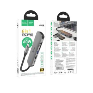 USB-HUB HOCO HB28 Type-C multi-function converter METAL GRAY