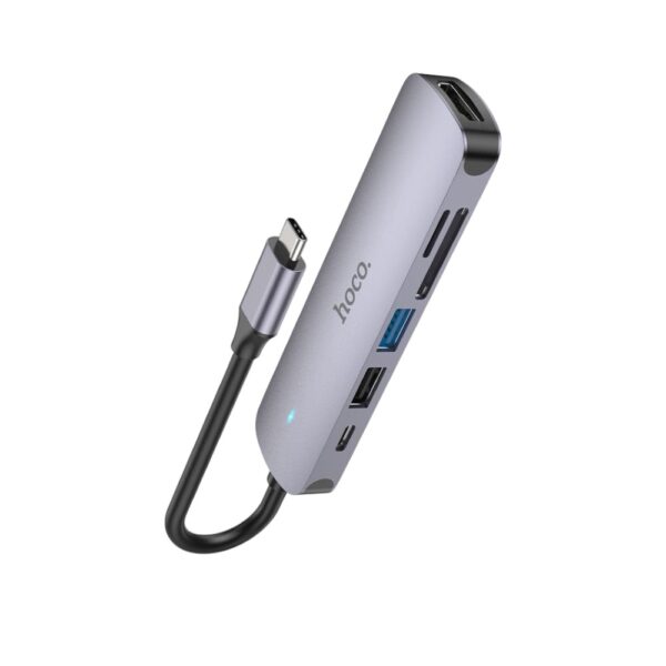USB-HUB HOCO HB28 Type-C multi-function converter METAL GRAY - Зображення 4
