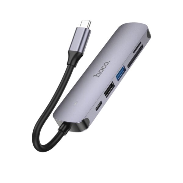 USB-HUB HOCO HB28 Type-C multi-function converter METAL GRAY - Зображення 2