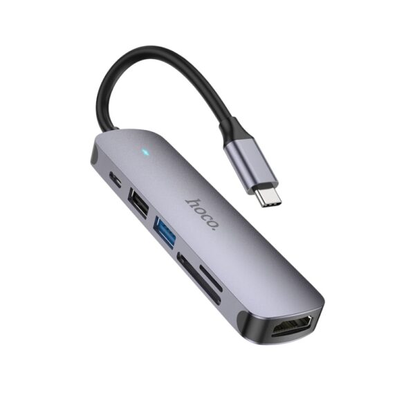 USB-HUB HOCO HB28 Type-C multi-function converter METAL GRAY - Зображення 3