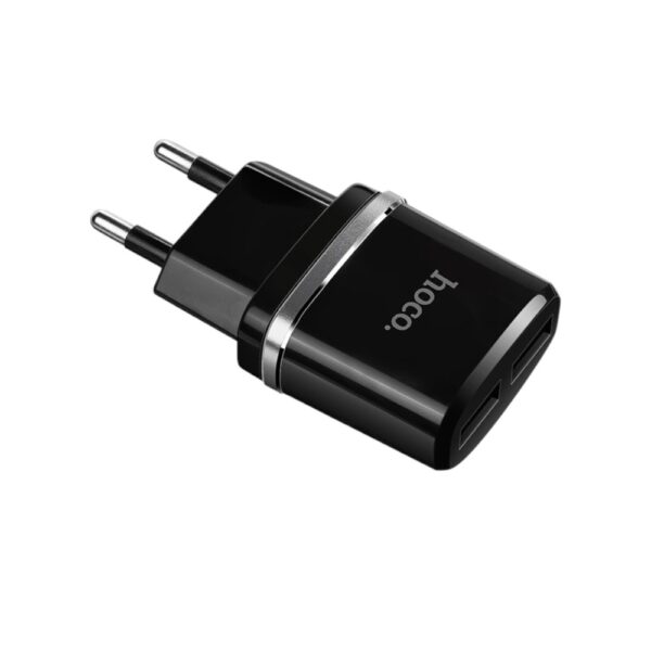 Мережевий зарядний пристрій HOCO C12 Smart dual USB charger Black - Зображення 2