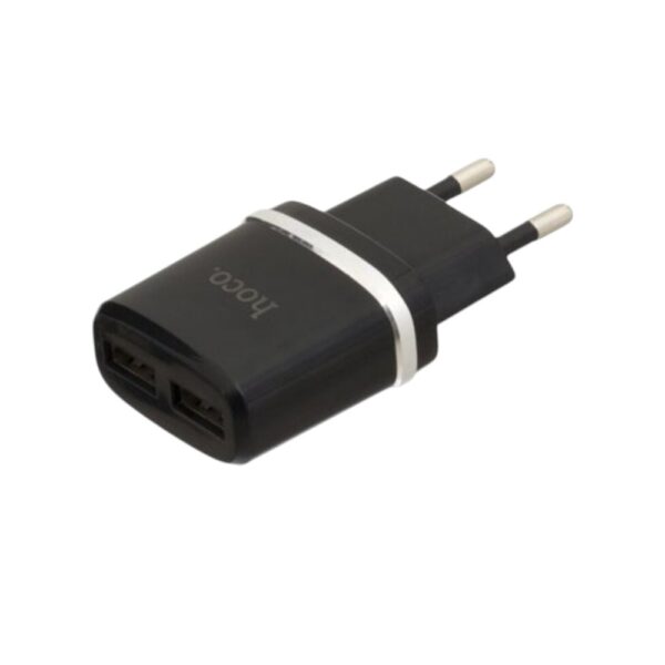 Мережевий зарядний пристрій HOCO C12 Smart dual USB charger Black - Зображення 5