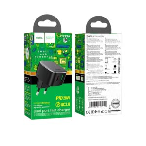 Мережевий зарядний пристрій HOCO CS32A Rise PD20W+QC3.0 charger Black
