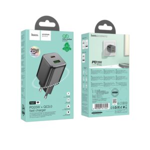 Мережевий зарядний пристрій HOCO N41 Almighty PD20W+QC3.0 charger Black