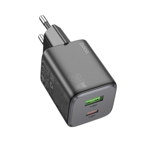Мережевий зарядний пристрій HOCO N41 Almighty PD20W+QC3.0 charger Black - Зображення 3