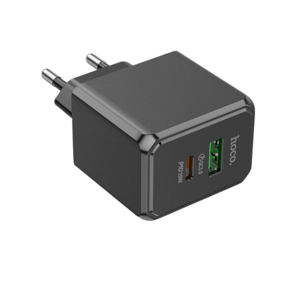 Мережевий зарядний пристрій HOCO CS14A Ocean PD20W+QC3.0 charger Black - Зображення 2