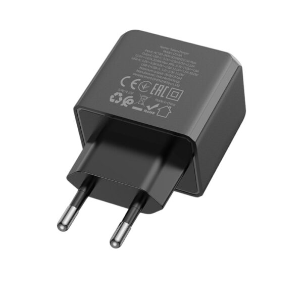 Мережевий зарядний пристрій HOCO CS14A Ocean PD20W+QC3.0 charger Black - Зображення 4