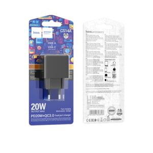 Мережевий зарядний пристрій HOCO CS14A Ocean PD20W+QC3.0 charger Black