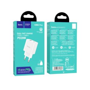 Мережевий зарядний пристрій HOCO C80A Plus Rapido PD20W+QC3.0 charger White