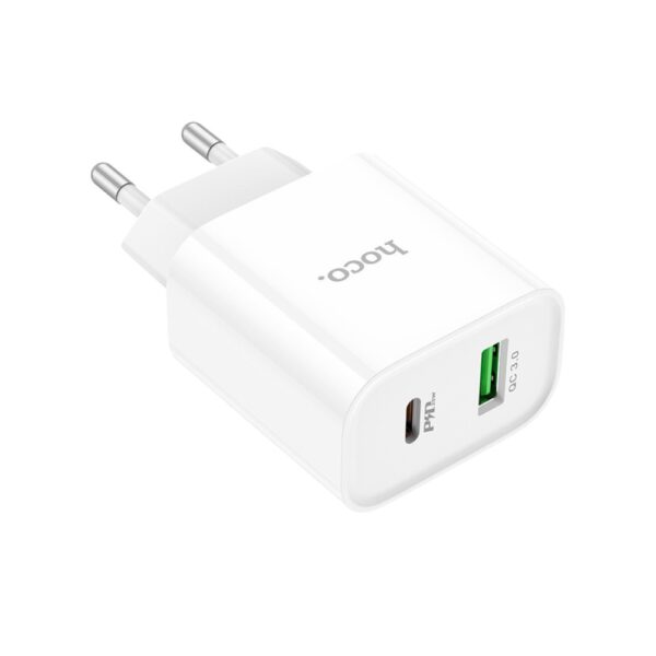 Мережевий зарядний пристрій HOCO C80A Plus Rapido PD20W+QC3.0 charger White - Зображення 3