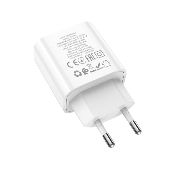 Мережевий зарядний пристрій HOCO C80A Plus Rapido PD20W+QC3.0 charger White - Зображення 6