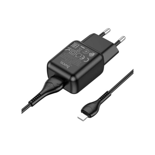 Мережевий зарядний пристрій HOCO C96A single port charger set (iPhone) Black - Зображення 3