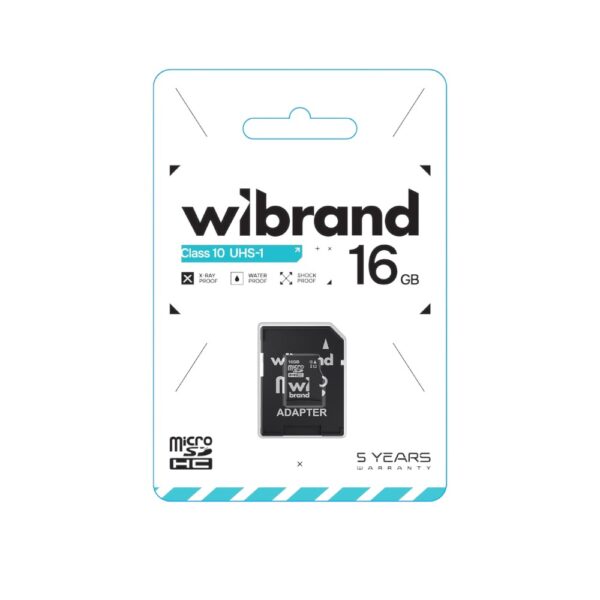 Карта пам'яті Wibrand 16Gb Class 10 microSDXC (UHS-1) (SD-адаптер)