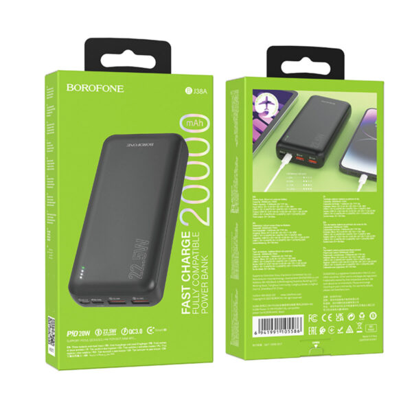 Повербанк BOROFONE BJ38A POWER 22.5W+PD20W 20000mAh Black