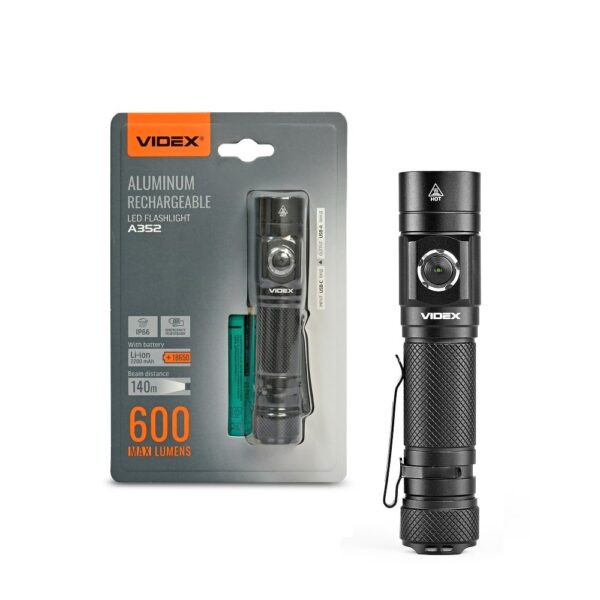 Портативний світлодіодний ліхтарик Videx VLF-A352 600Lm 5000K BLISTER 1шт