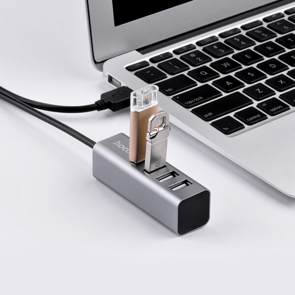USB-HUB HOCO HB1 4USB Line machine Silver - Зображення 3