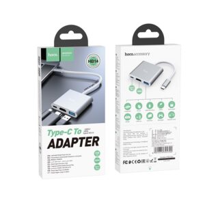 USB-HUB HOCO HB14 Easy use Type-C adapter Silver