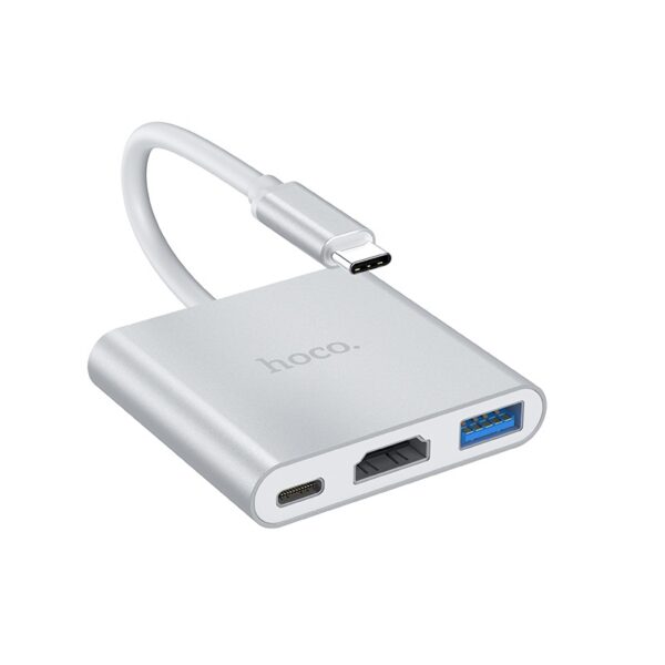 USB-HUB HOCO HB14 Easy use Type-C adapter Silver - Зображення 2
