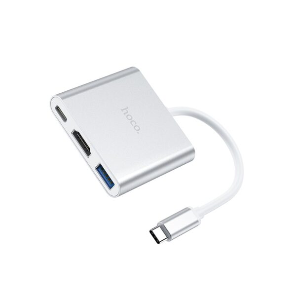 USB-HUB HOCO HB14 Easy use Type-C adapter Silver - Зображення 5