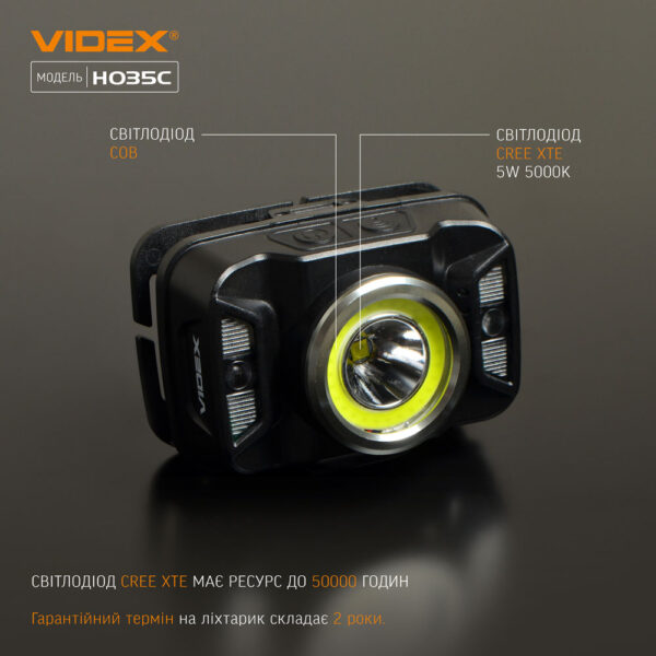 Налобний світлодіодний ліхтарик Videx VLF-H035C 410Lm 5000K - Зображення 3