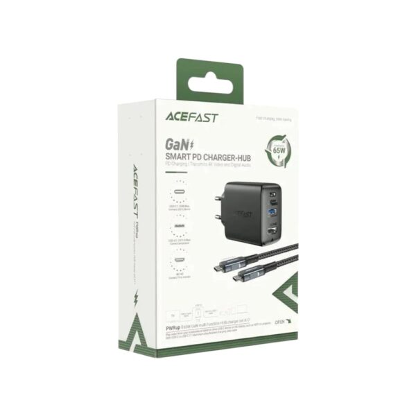 Мережевий зарядний пристрій ACEFAST A17 65W GaN charger Black
