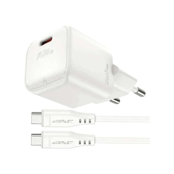 Мережевий зарядний пристрій ACEFAST A77 mini PD30W GaN charger White - Зображення 2
