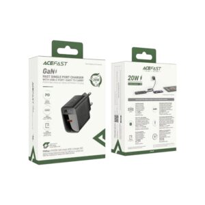 Мережевий зарядний пристрій ACEFAST A82 PD20W GaN charger Black