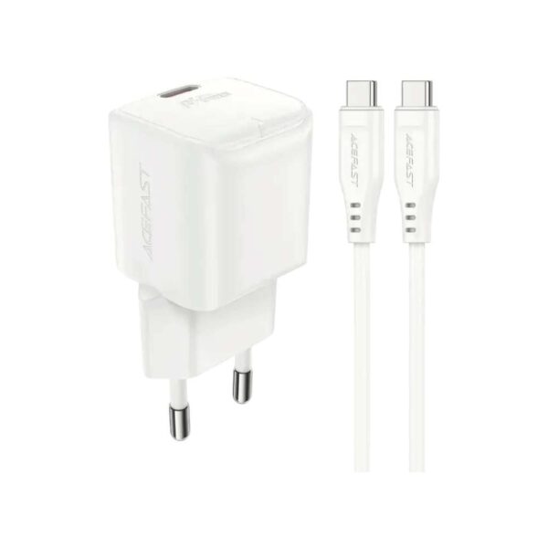 Мережевий зарядний пристрій ACEFAST A73 mini PD20W GaN charger White - Зображення 4