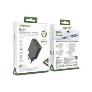 Мережевий зарядний пристрій ACEFAST A69 PD30W GaN charger Black