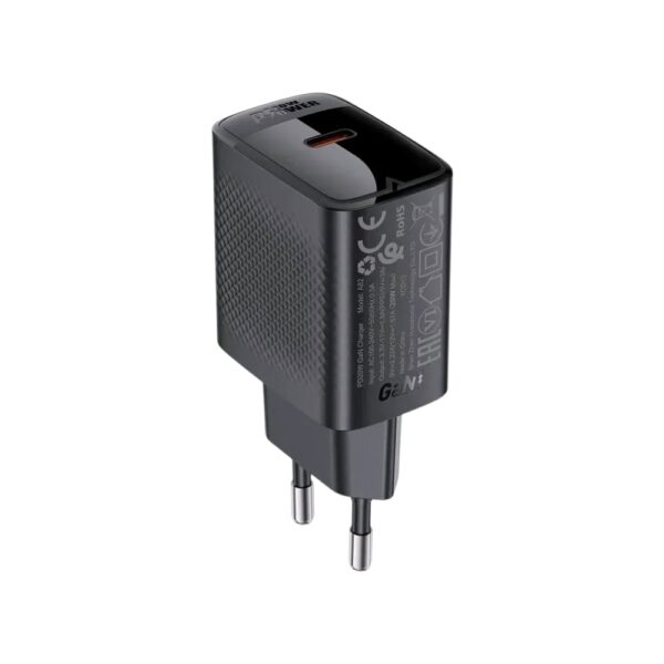Мережевий зарядний пристрій ACEFAST A82 PD20W GaN charger Black - Зображення 2