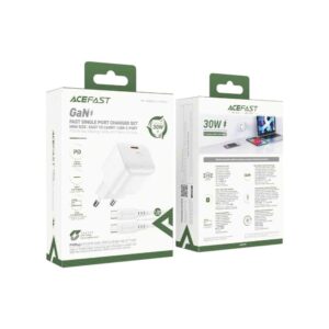 Мережевий зарядний пристрій ACEFAST A77 mini PD30W GaN charger White