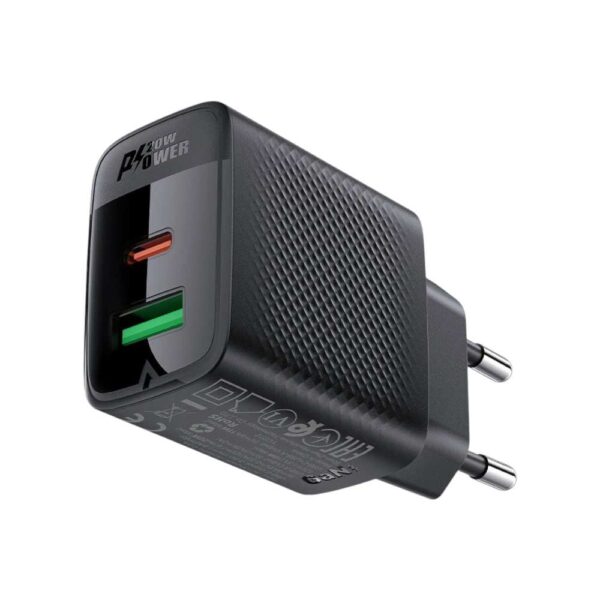 Мережевий зарядний пристрій ACEFAST A78 PD20W GaN charger Black - Зображення 2