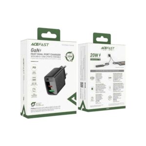 Мережевий зарядний пристрій ACEFAST A78 PD20W GaN charger Black