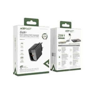 Мережевий зарядний пристрій ACEFAST A104 PD25W GaN charger Black