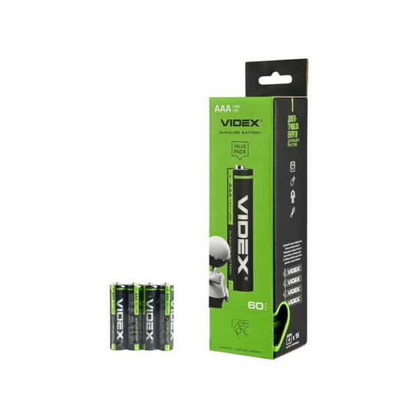 Батарейки Videx LR03 (AAA) Alkaline SHRINK 4шт - Зображення 2